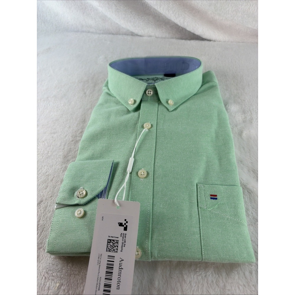 MAN-FASION Mint Green Long Sleeve Button Down Oxford Shirt S Slim Fit Preppy NWT